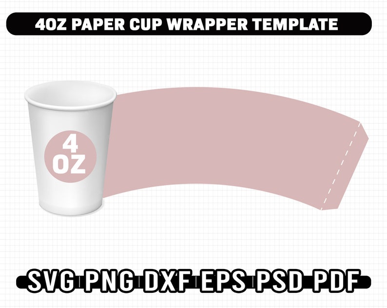 Paper Cup Wrapper Template Bundle, 5 Sizes Paper Cup Wrapper SVG, Paper Coffee Cup Template, 4oz 8oz 9oz 12oz 16oz Instant image 3