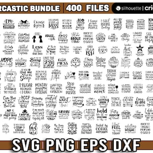 Bundle svg sarcastique, svg drôle, png sarcastique, conceptions de sublimation, citations sarcastiques, paroles sarcastiques, téléchargement immédiat