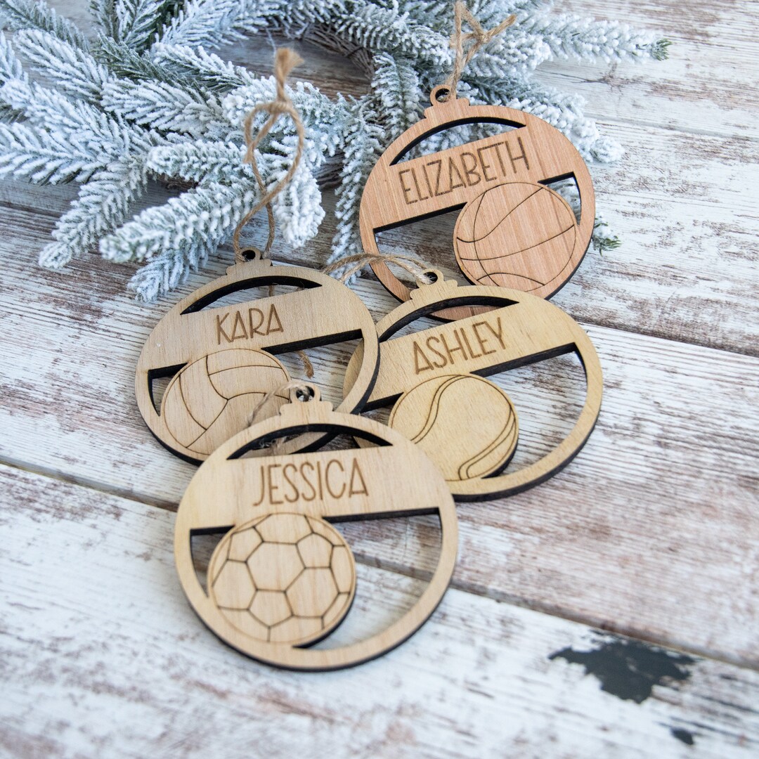 Personalized Sports Christmas Ornament, Custom Wood Ornament, Christmas