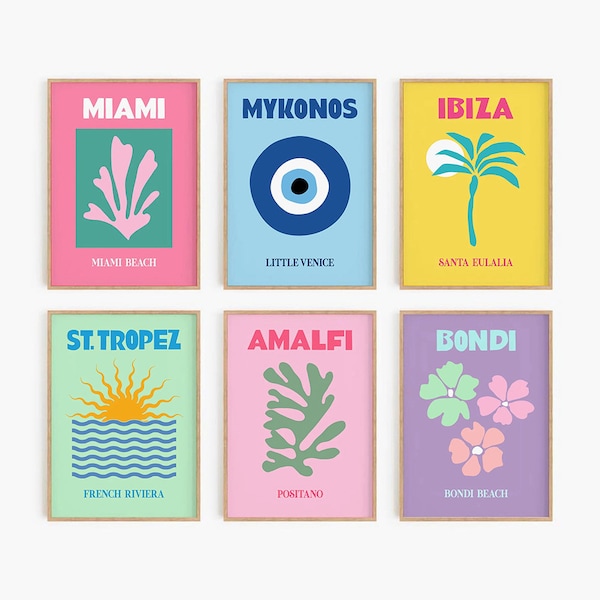 Mykonos Ibiza Miami Bondi Capri Wandkunst Bunte Leinwand Malerei Nordic Poster Und Drucke Wandbilder Für Wohnzimmer Dekor