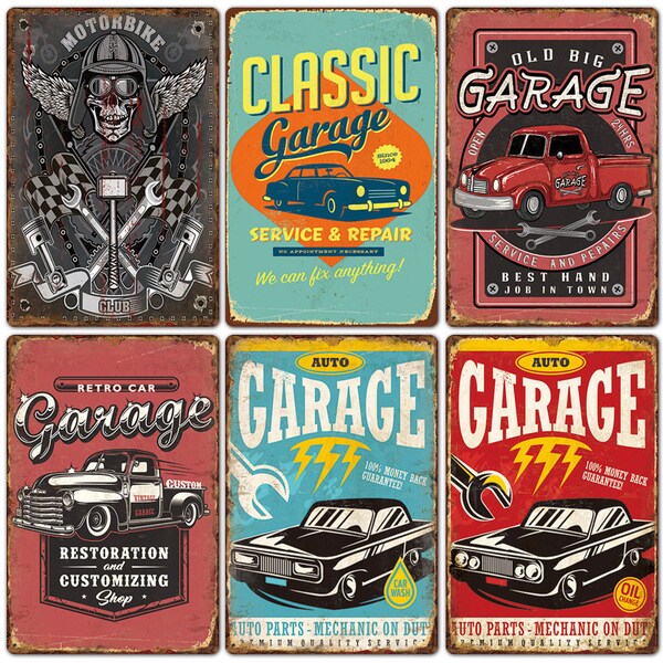 Classic Garage Poster Vintage Metal Sign Car Service Metal Tin Signs Retro Plaque Garage Tool Shop Wall Art Decor