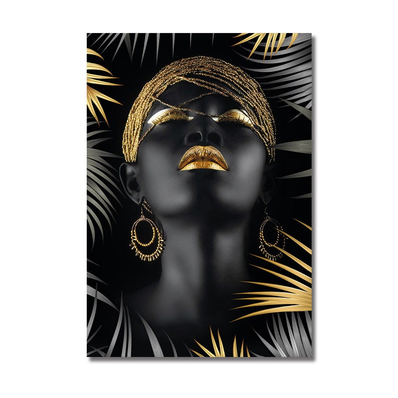 African Art Black And Gold Woman Oil Painting at Jayden Crookes blog