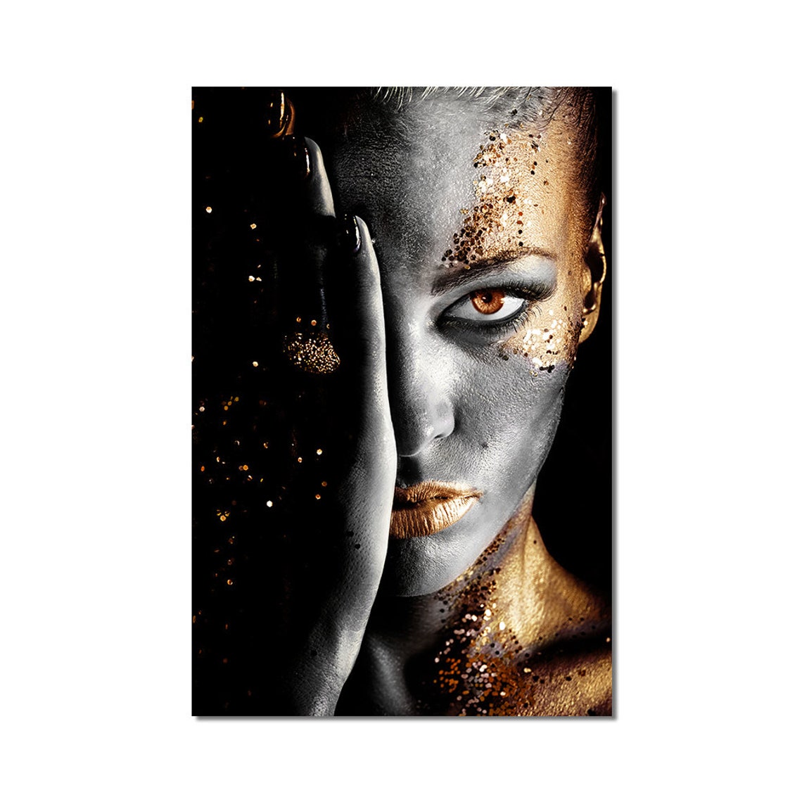 African Art Black and Gold Woman Oil Painting on Canvas Cuadros Posters