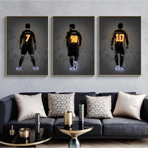 Modern Fashion Abstract Neon Football Art posters Picture Living Room Home Decoration Boys Bedroom Soccer Wall Canvas Painting