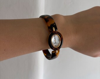 Delmare Tortoiseshell Oval Bangle Watch