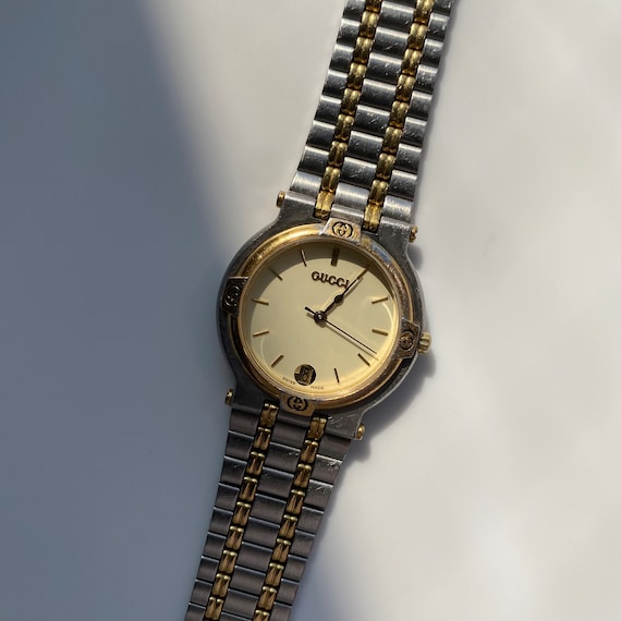 Gucci 90s Two Tone Round Watch