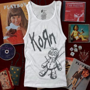 Korn Voodoo Graphic Tank Top – Nu Metal Women’s Ribbed Fitted Tank | Vintage Inspired | Magdala Saint Y2K Alt Style Band Tee