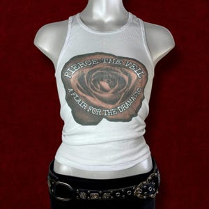 Pierce The Veil Rose Graphic Tank Top | Emo Pop Punk Ribbed Fitted Tank | Vintage Inspired | Magdala Saint Y2K Alt Style Band tee