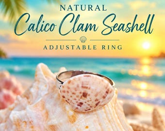 Seashell Ring, women's Ocean jewelry, beach gift for her, Adjustable Coastal Jewelry