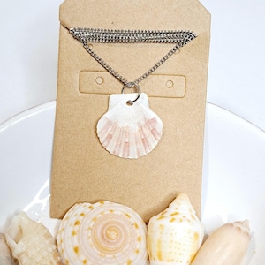 Dainty seashell necklace, real flat fan scallop shell chain, beach gift, beach necklace, beach jewelry, gift idea, mermaid ocean jewelry