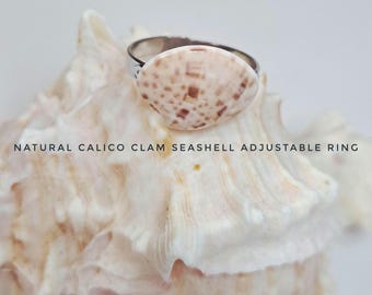 Seashell Ring, women's Ocean jewelry, beach gift for her, Adjustable Coastal Jewelry