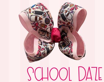 School Daze Bow | Back to School Accessory | School Supplies Bow