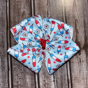 Bomb Pop Hair Bow | Patriotic Boutique Bow | 4th of July Bow | Red White Blue Summer Bow | Toddler or Baby Girl Hair Accessory