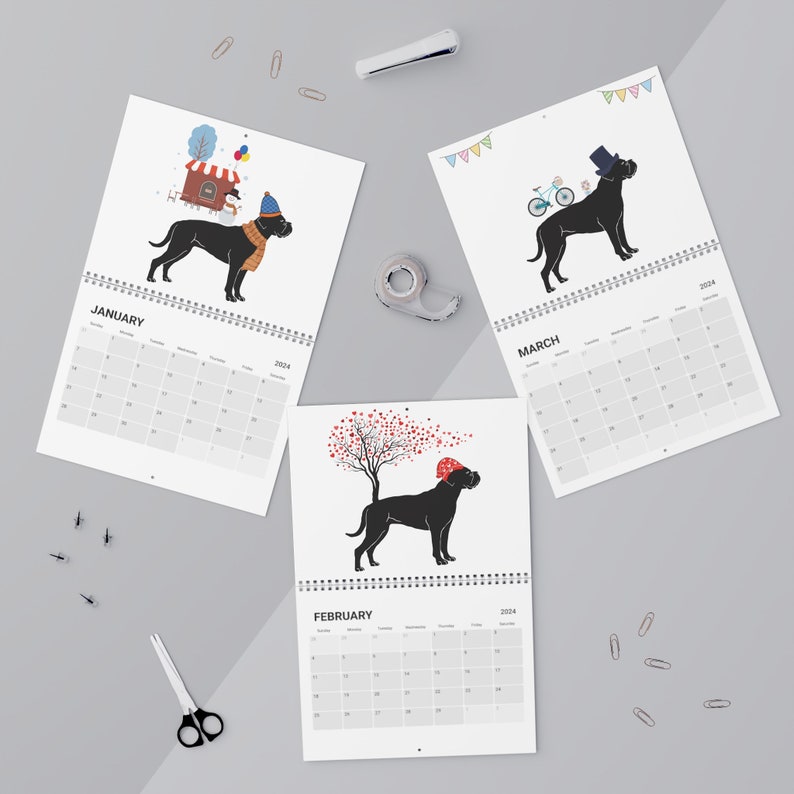 Cane Corso Calendar 2024 Cane Corso Wall Calendar Gifts Cane Corso Art