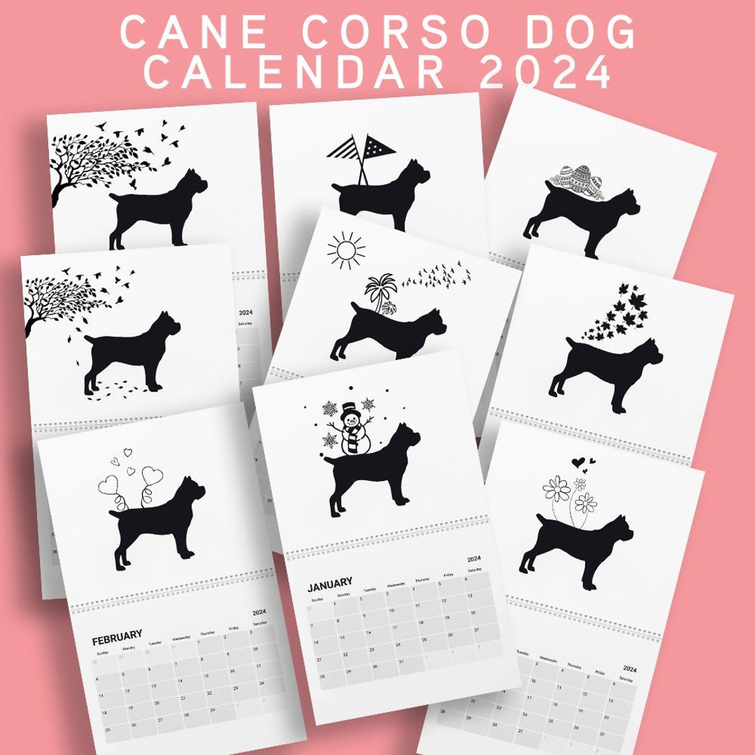 Cane Corso Calendar 2024 Cane Corso Wall Calendar Gifts Cane Corso Art
