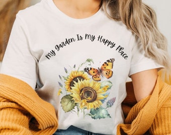 Gardening Shirt, Women's Shirt, Gardening T Shirt, Botanical Shirt, Flower lover Shirt, Butterfly shirt, Gardening gift, gift for gardeners