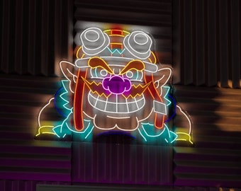 Wario LED Neon Schild: Videospiel Zimmer Dekor