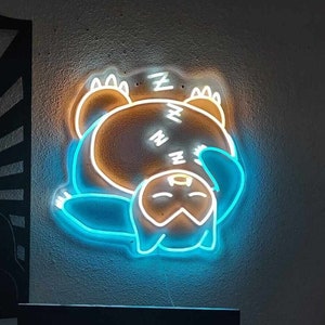 Handmade Snorlax LED Neon Sign: Kids Room Wall Decor