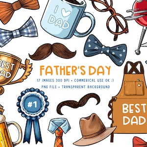 Clipart do Dia dos Pais - PNG - Bigode - Churrasco - Papai - #1 - Papai - Uso comercial - Download instantâneo - Álbum de recortes - Cartão - Arte
