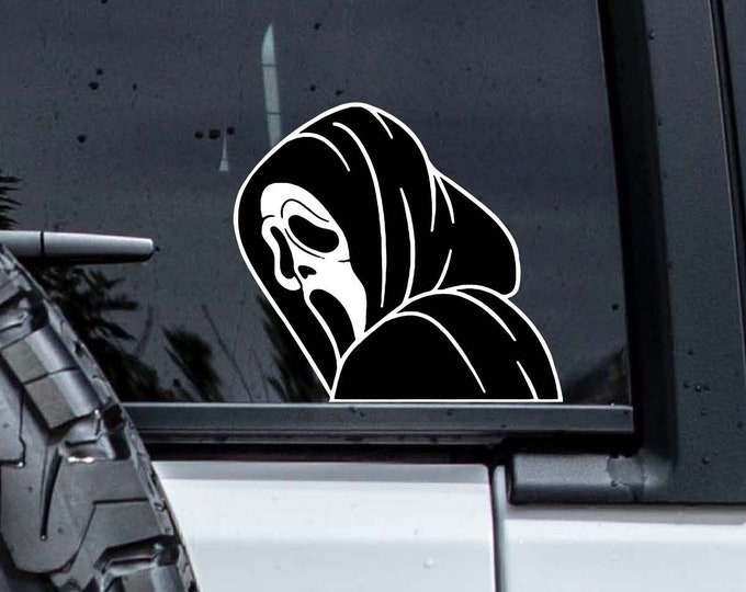 Scream Ghostface Car Peeker Sticker, Scream Movie Window Sticker Cute