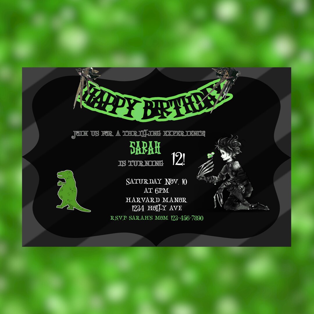 Edward Scissorhands Invitation , Printable Party Invite for Birthdays ...