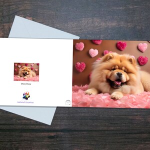 Carte CHOW CHOW pour la Saint-Valentin, adorable chien entouré de coeurs, carte romantique Chow Chow, jolie carte pour la Saint-Valentin, joyeux chien duveteux
