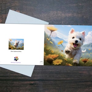 CUTE WESTIE GREETING card, Glossy blank card, West Highland White, Gift for animal lover, Gift for pet owner, Popular dog, Outdoor toy dog