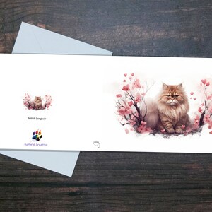 Carte de Saint-Valentin BRITISH LONGHAIR CAT, Chat mignon, Carte brillante vierge, Coeurs et pétales, Cadeau pour amoureux des chats, Carte de Saint-Valentin pour propriétaire de chat