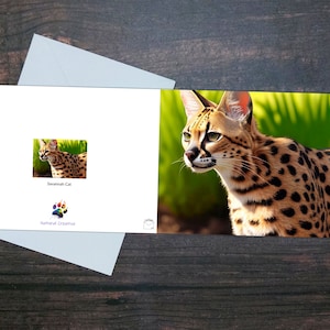 SAVANNAH CAT CARD, magnifique carte de chat, carte de voeux brillante, carte de chat colorée, cadeau pour les propriétaires d'animaux de compagnie, cadeau pour les amoureux des animaux, beau chat