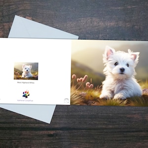 Cartão CUTE WESTIE, cartão em branco brilhante, West Highland White, presente para amante de animais, presente para dono de animal de estimação, cachorro popular, cachorro de brinquedo ao ar livre