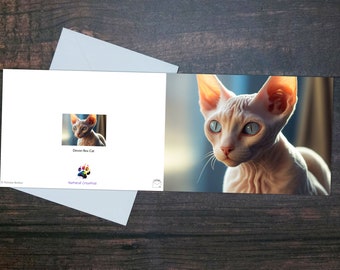 DEVON REX CARD, Katzengrußkarte, süße Katze, schöne Katze, blauäugige Katze, atemberaubende Haustierkatze, Haustierliebhaber, Tierliebhaber, glänzende Blankokarte