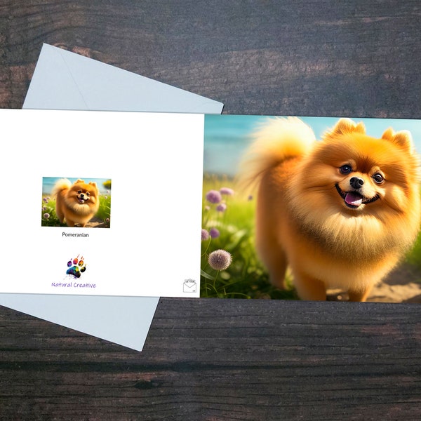 POMERANIAN DOG CARD, Cute dog greeting card, Pet card, Blank card, Pet lover card, Adorable dog, Toy breed, Cheerful dog card
