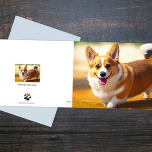 CARTE DE VOEUX CORGI, Carte de chien mignonne, Cadeau pour amoureux des animaux, Corgi à la plage, Chien adorable, Cadeau de propriétaire d’animal de compagnie, Corgi heureux, Carte brillante joyeuse