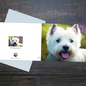 CARTE DE VOEUX WESTIE, carte West Highland White, carte de chien mignon, carte vierge brillante, cadeau pour amoureux des animaux de compagnie, cadeau pour propriétaire de chien, race de jouet