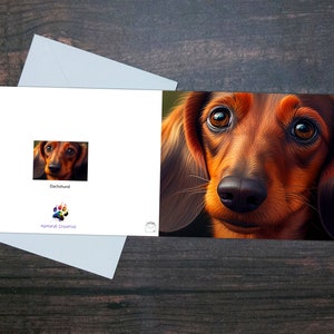 LEUKE Teckelkaart, glanzende wenskaart, close-up van teckelgezicht, cadeau voor teckeleigenaar, cadeau voor dierenliefhebber, cadeau voor dierenarts