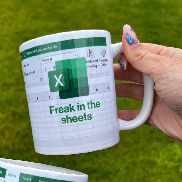 Freak in the Sheets Coffee Excel Mug 11oz Funny Office Gift Mug for Boss Colleague Coworker Gift Idea Accountant Humor Tax Professional Cup