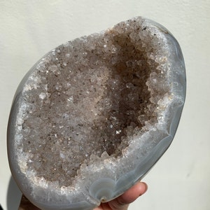 Polished Amethyst Agate Geode, Sparkling Crystal Display Specimen