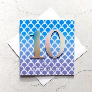 Carte personnalisée 10e anniversaire, carte inspirée de la mer, anniversaire de petite-fille, anniversaire de fille, anniversaire de nièce, carte de 13e anniversaire, 16e