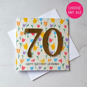 Carte d'anniversaire personnalisée pour grand-mère, grand-mère présente maman, carte d'âge, 60e, 70e anniversaire, 80e anniversaire, 90e anniversaire
