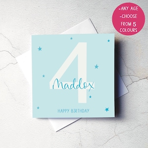 Carte personnalisée 4e anniversaire, Carte d'âge d'enfant, Cartes d'âge d'enfant, Cadeaux personnalisés, Anniversaire de petite-fille, Anniversaire de fils, 3e, 4e, 5e