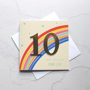 Carte d'anniversaire arc-en-ciel personnalisée, carte d'anniversaire, carte de fille, anniversaire de nièce, carte de petite-fille, 1, 3, 5, 8, 10, 11, 13