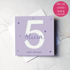Carte personnalisée 5e anniversaire, cartes d'âge d'enfants, 5e anniversaire de filles, 5e anniversaire de garçons, cadeau fille, cadeau pour fils, anniversaire neveu nièce