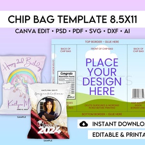 Chip Bag Template, Canva Template, Custom Chip Bag, Chip Bag Template Canva