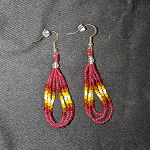Beaded Fire Color Dangle Earrings