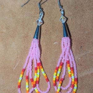 Pink & Fire Color Dangle Earrings