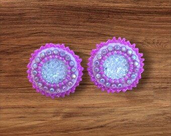 White Flower Beaded Earrings