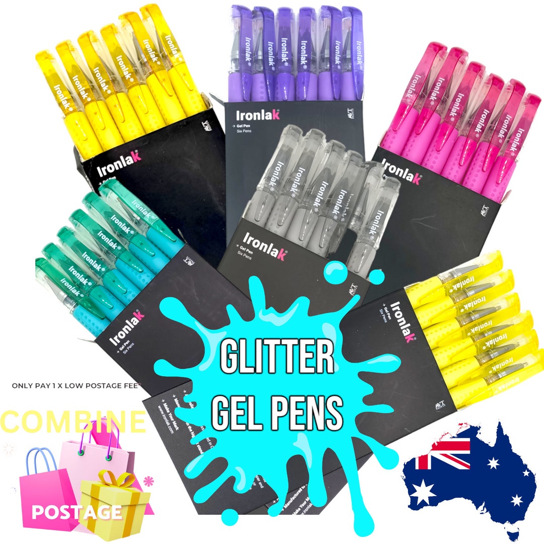 BULK 6pk Ironlak GLITTER Gel Ink PENS 1.0mm Art Drawing Etsy