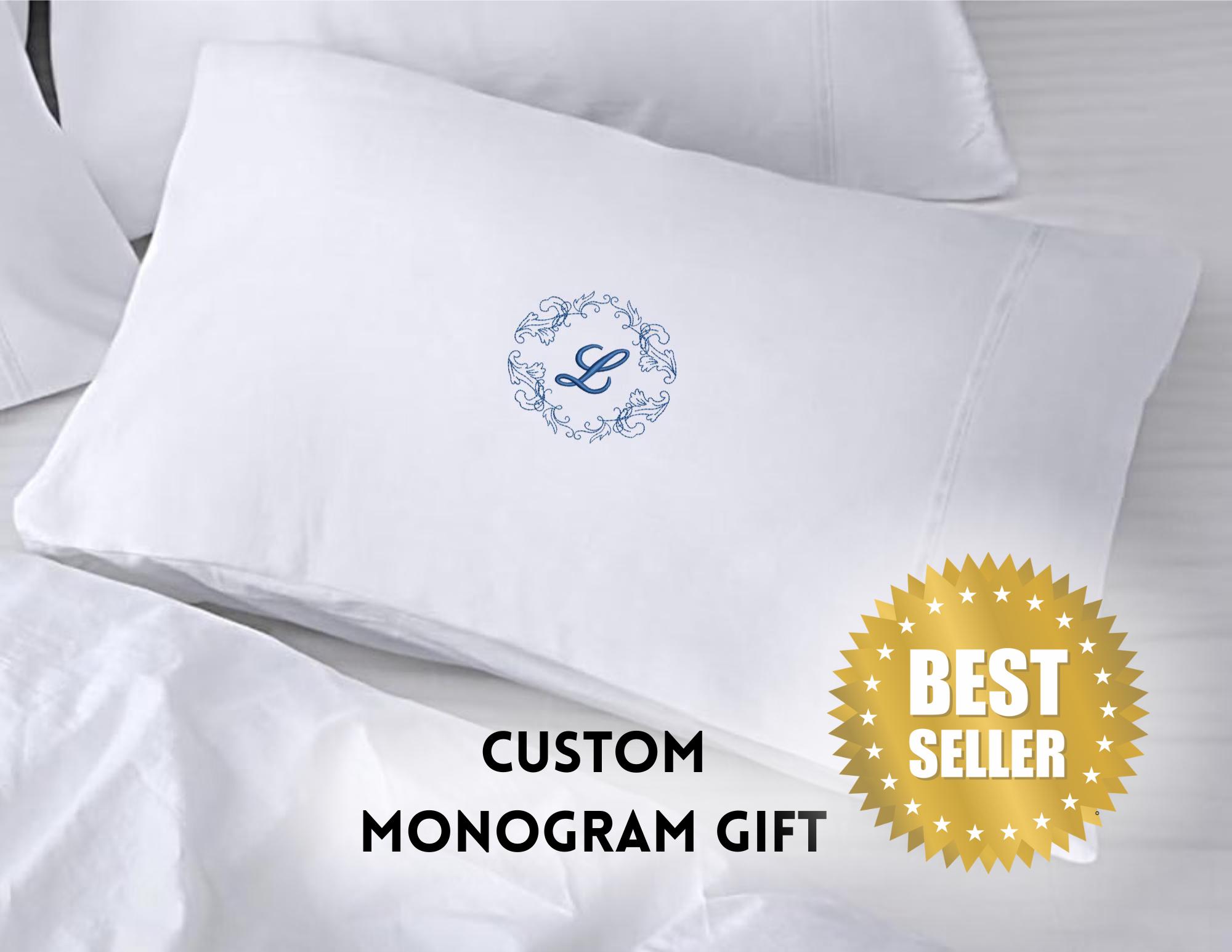 Custom Monogram Pillowcase, Personalized Initial Gift, Embroidered Pillow Cover for Her Him, Great for Room Decor, Housewarming, Bridesmaid