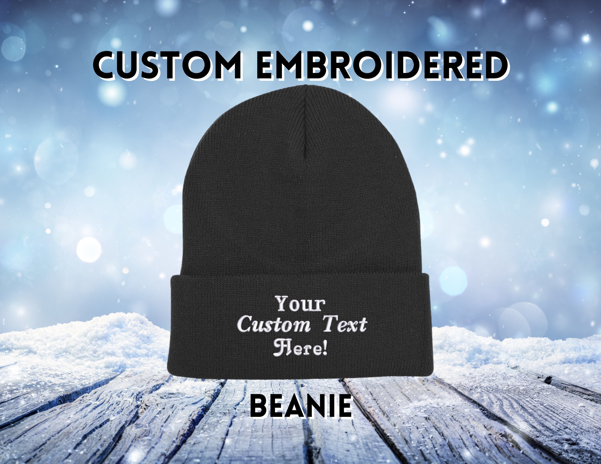 Custom Beanie, Personalized Text Logo Embroidered Beanie, Custom Text Personalized Hat Embroidery, Custom Embroidered Beanie Winter Hat Cap