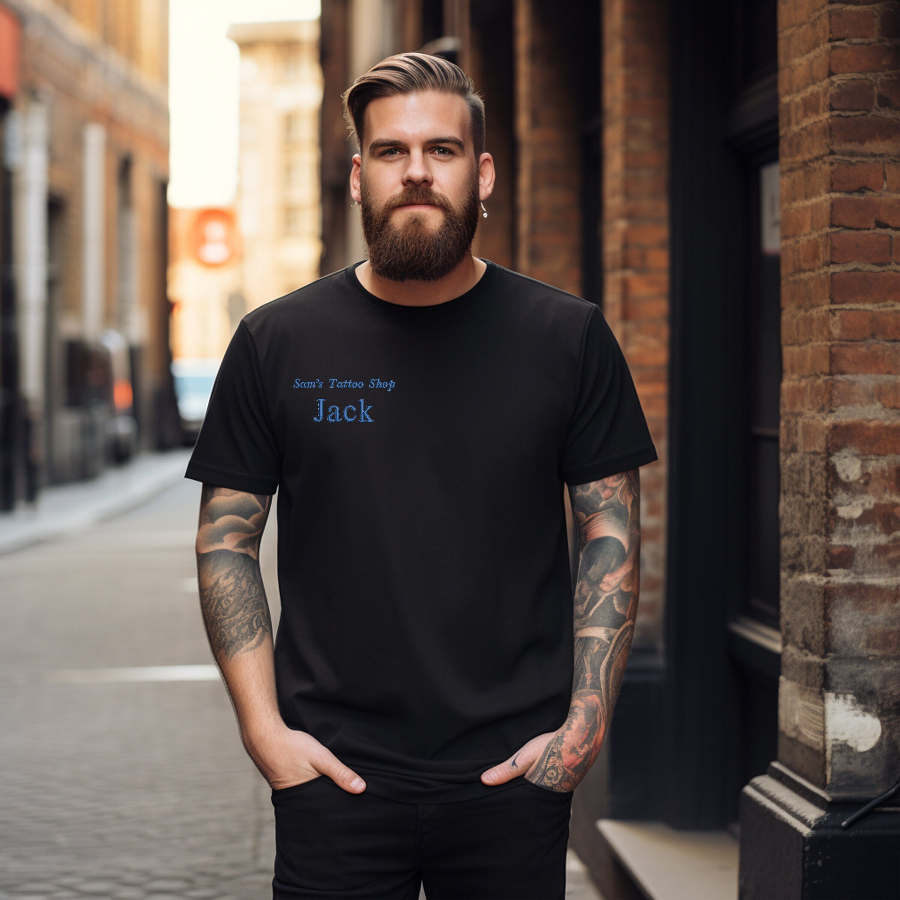 Custom Work Shirt, Embroidered Cotton T-Shirt Personalized Lettering Font, Small Business Uniform, Embroidery Service, Gildan Crew Tee